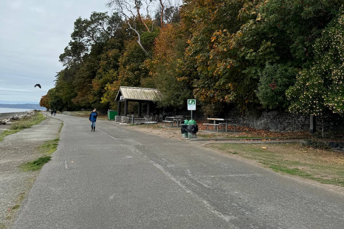 Paved pathway that runs parallel to the beach.