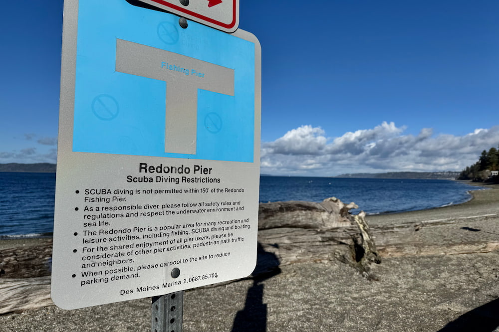 The Redondo Pier is a popular SCUBA diving site in the Puget Sound.