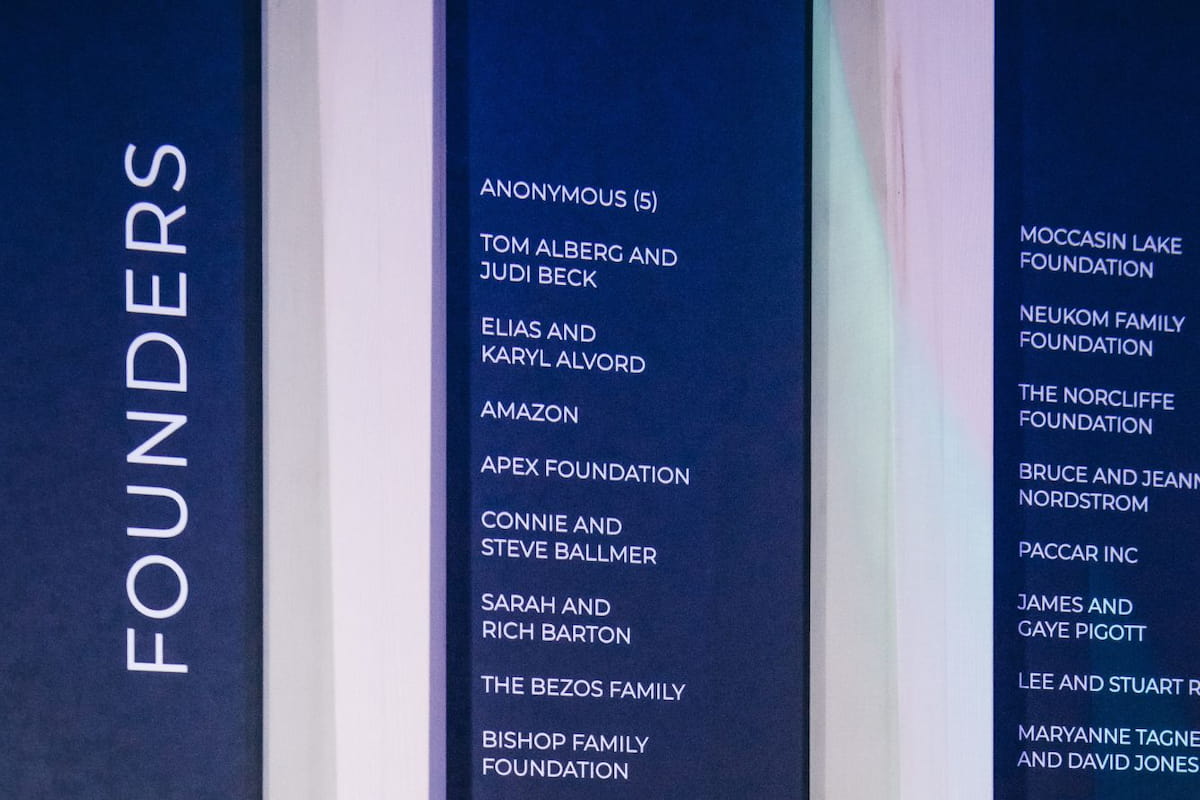 The "Founders" section of the Donor Wall in the Ocean Pavilion.